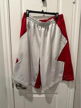 Jordan Basketball Shorts White and Red Size Large